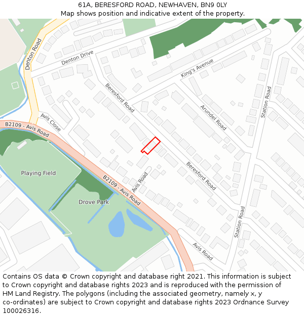 61A, BERESFORD ROAD, NEWHAVEN, BN9 0LY: Location map and indicative extent of plot