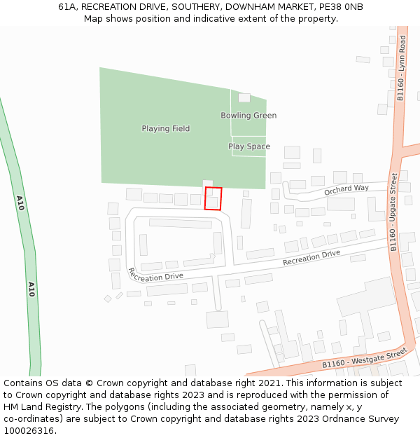 61A, RECREATION DRIVE, SOUTHERY, DOWNHAM MARKET, PE38 0NB: Location map and indicative extent of plot