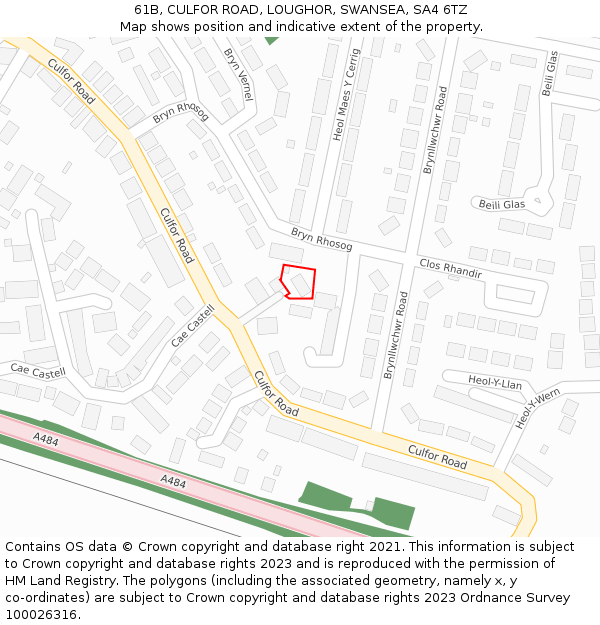 61B, CULFOR ROAD, LOUGHOR, SWANSEA, SA4 6TZ: Location map and indicative extent of plot