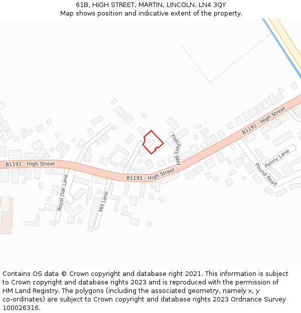 61B, HIGH STREET, MARTIN, LINCOLN, LN4 3QY: Location map and indicative extent of plot