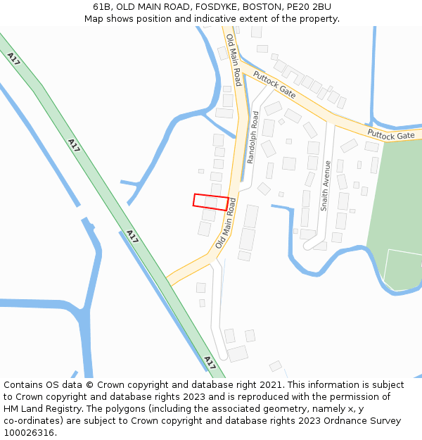 61B, OLD MAIN ROAD, FOSDYKE, BOSTON, PE20 2BU: Location map and indicative extent of plot