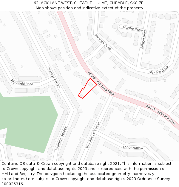 62, ACK LANE WEST, CHEADLE HULME, CHEADLE, SK8 7EL: Location map and indicative extent of plot