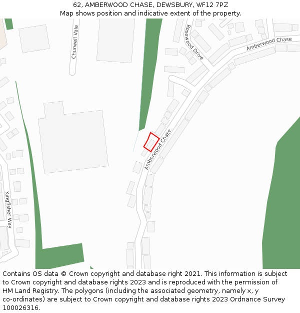 62, AMBERWOOD CHASE, DEWSBURY, WF12 7PZ: Location map and indicative extent of plot