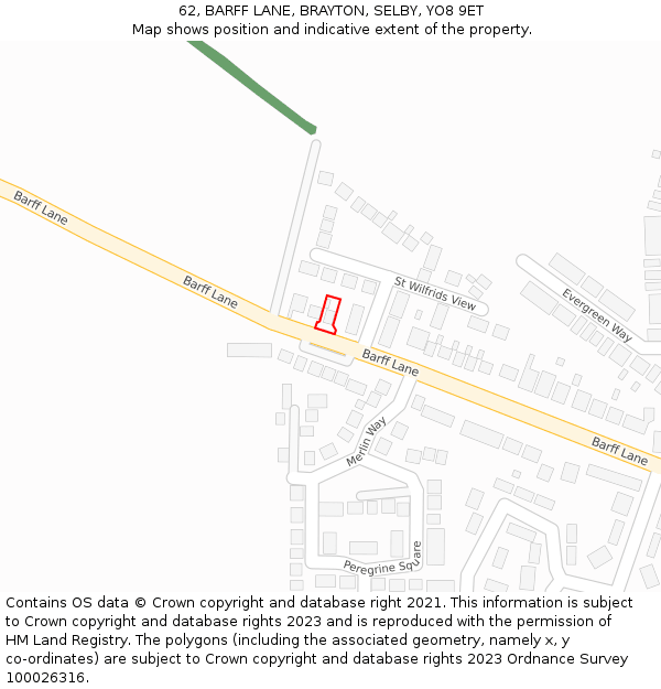 62, BARFF LANE, BRAYTON, SELBY, YO8 9ET: Location map and indicative extent of plot