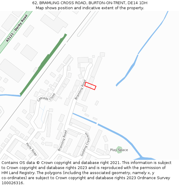 62, BRAMLING CROSS ROAD, BURTON-ON-TRENT, DE14 1DH: Location map and indicative extent of plot