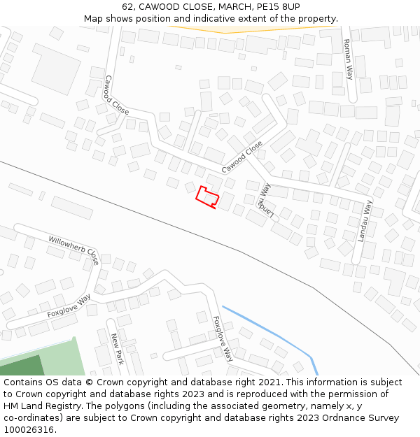 62, CAWOOD CLOSE, MARCH, PE15 8UP: Location map and indicative extent of plot