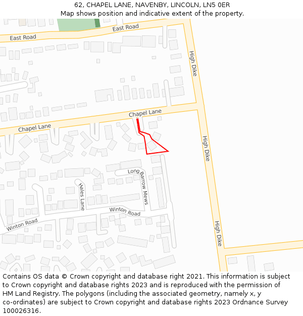 62, CHAPEL LANE, NAVENBY, LINCOLN, LN5 0ER: Location map and indicative extent of plot