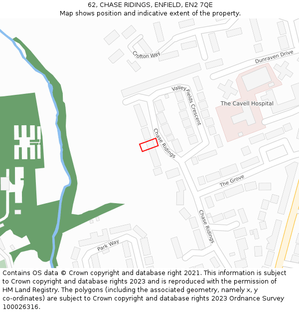 62, CHASE RIDINGS, ENFIELD, EN2 7QE: Location map and indicative extent of plot