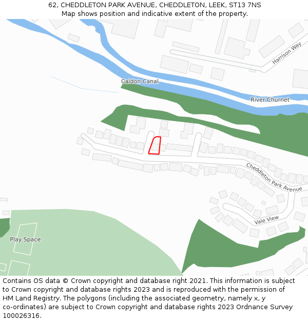 62, CHEDDLETON PARK AVENUE, CHEDDLETON, LEEK, ST13 7NS: Location map and indicative extent of plot