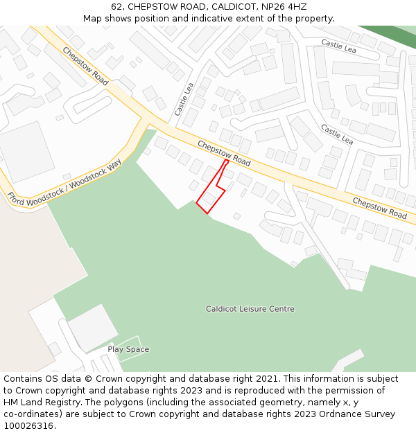 62, CHEPSTOW ROAD, CALDICOT, NP26 4HZ: Location map and indicative extent of plot