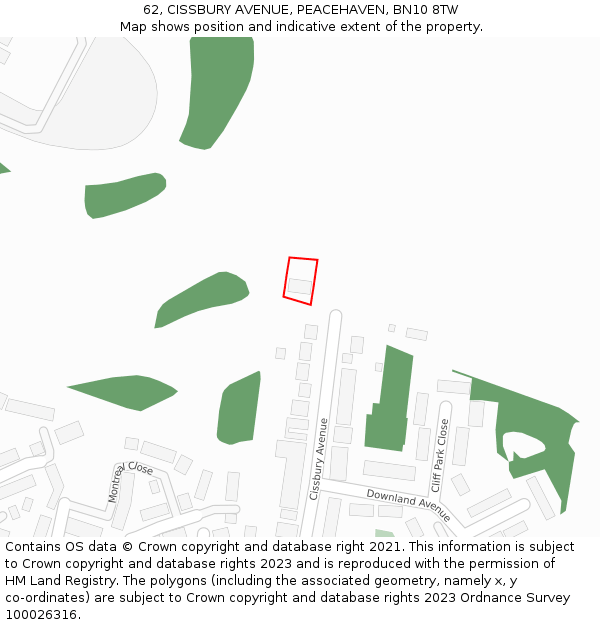 62, CISSBURY AVENUE, PEACEHAVEN, BN10 8TW: Location map and indicative extent of plot