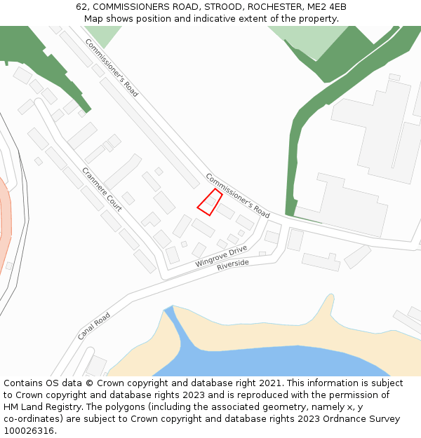 62, COMMISSIONERS ROAD, STROOD, ROCHESTER, ME2 4EB: Location map and indicative extent of plot