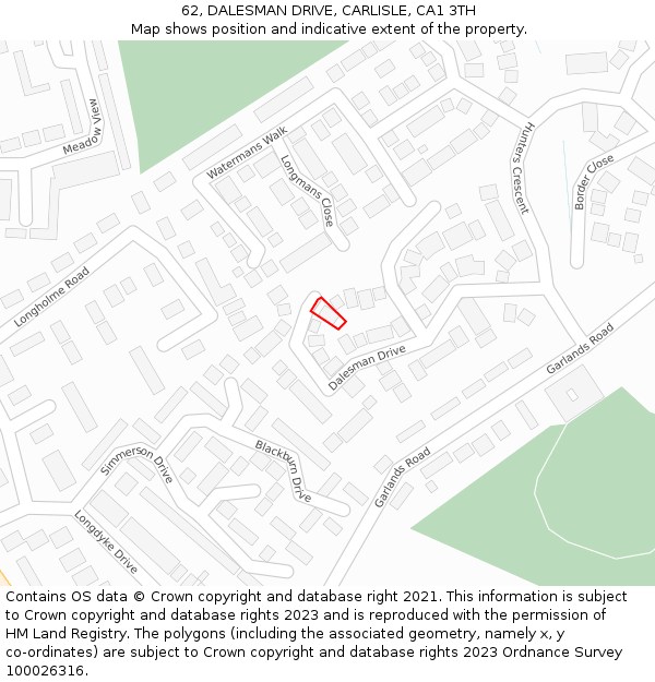 62, DALESMAN DRIVE, CARLISLE, CA1 3TH: Location map and indicative extent of plot