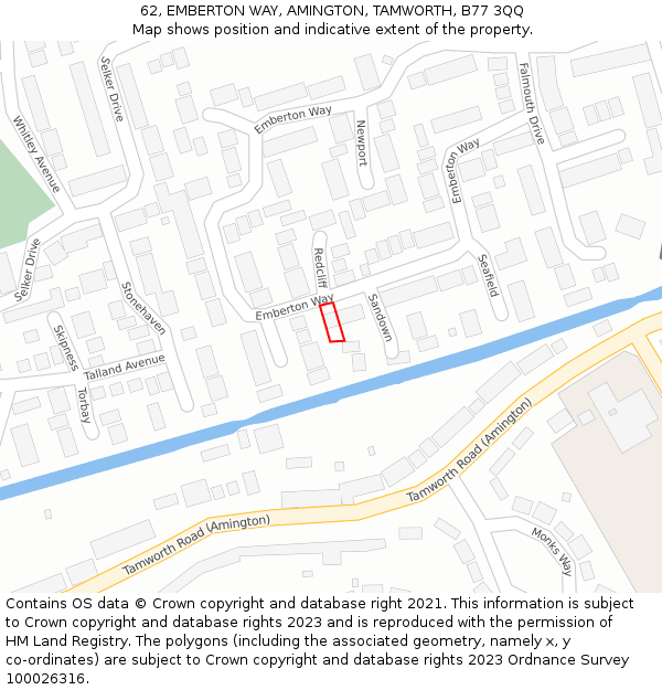 62, EMBERTON WAY, AMINGTON, TAMWORTH, B77 3QQ: Location map and indicative extent of plot