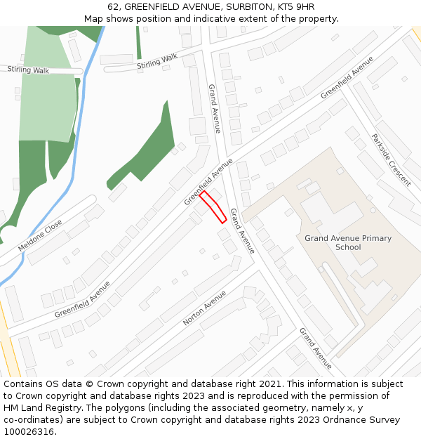 62, GREENFIELD AVENUE, SURBITON, KT5 9HR: Location map and indicative extent of plot