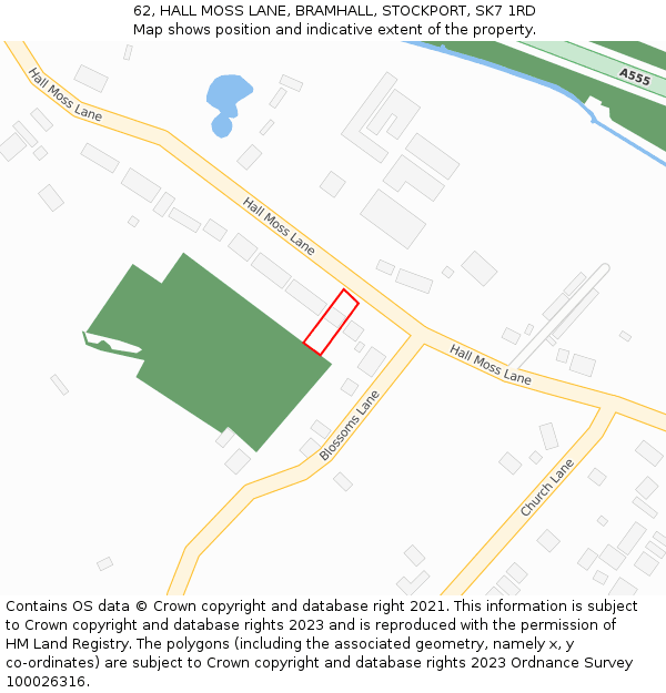 62, HALL MOSS LANE, BRAMHALL, STOCKPORT, SK7 1RD: Location map and indicative extent of plot