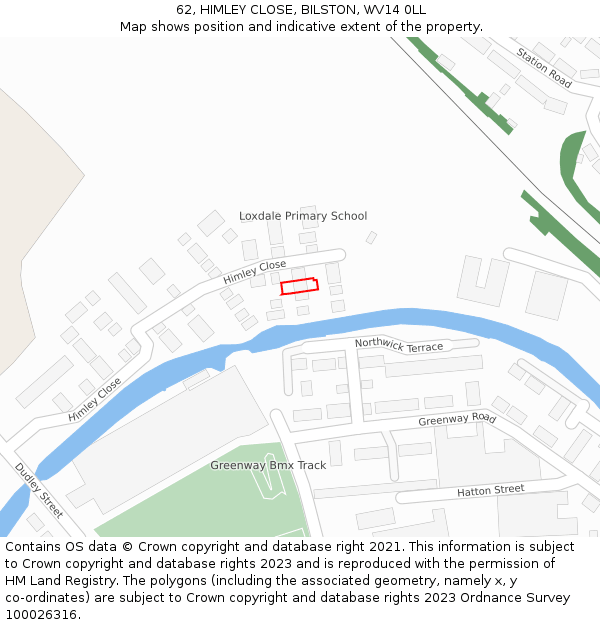 62, HIMLEY CLOSE, BILSTON, WV14 0LL: Location map and indicative extent of plot