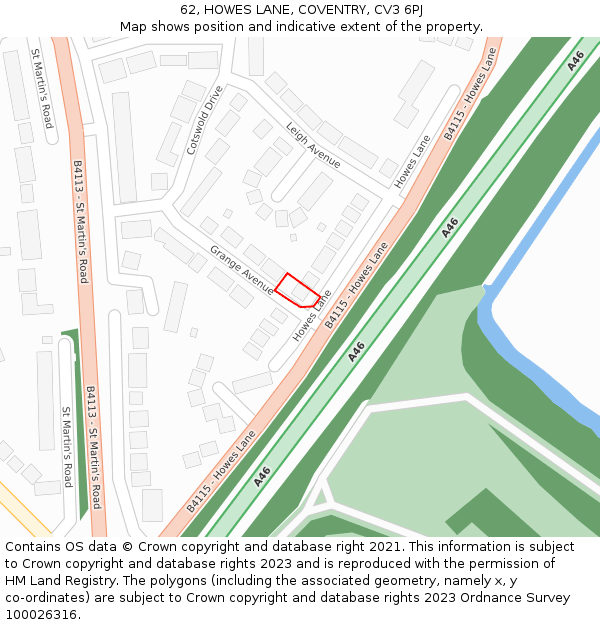 62, HOWES LANE, COVENTRY, CV3 6PJ: Location map and indicative extent of plot