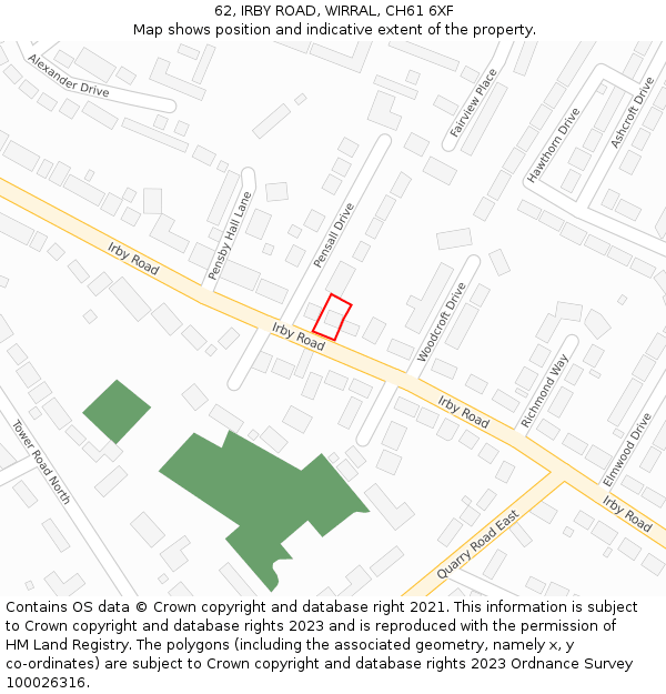 62, IRBY ROAD, WIRRAL, CH61 6XF: Location map and indicative extent of plot