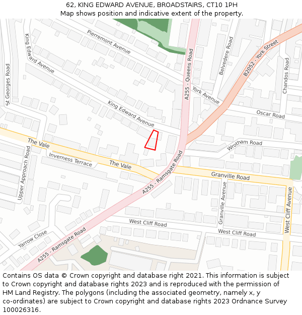 62, KING EDWARD AVENUE, BROADSTAIRS, CT10 1PH: Location map and indicative extent of plot