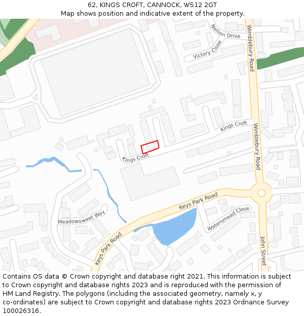 62, KINGS CROFT, CANNOCK, WS12 2GT: Location map and indicative extent of plot