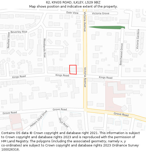 62, KINGS ROAD, ILKLEY, LS29 9BZ: Location map and indicative extent of plot