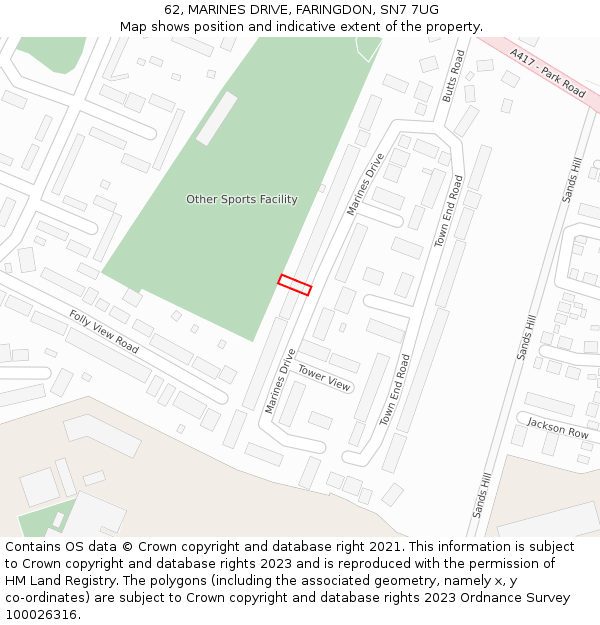 62, MARINES DRIVE, FARINGDON, SN7 7UG: Location map and indicative extent of plot