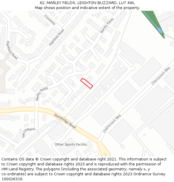 62, MARLEY FIELDS, LEIGHTON BUZZARD, LU7 4WL: Location map and indicative extent of plot