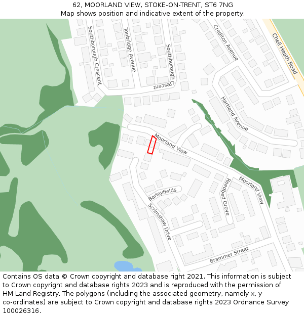 62, MOORLAND VIEW, STOKE-ON-TRENT, ST6 7NG: Location map and indicative extent of plot