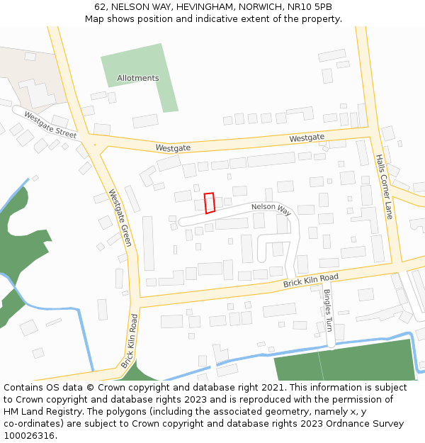 62, NELSON WAY, HEVINGHAM, NORWICH, NR10 5PB: Location map and indicative extent of plot