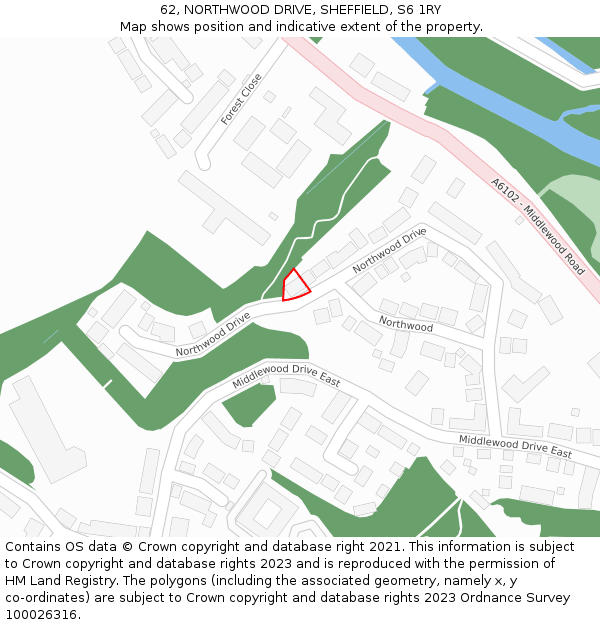 62, NORTHWOOD DRIVE, SHEFFIELD, S6 1RY: Location map and indicative extent of plot