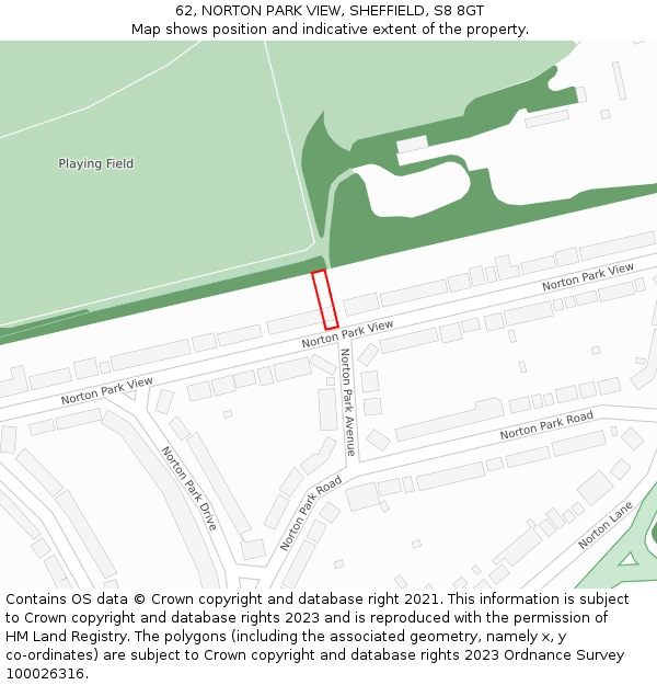 62, NORTON PARK VIEW, SHEFFIELD, S8 8GT: Location map and indicative extent of plot