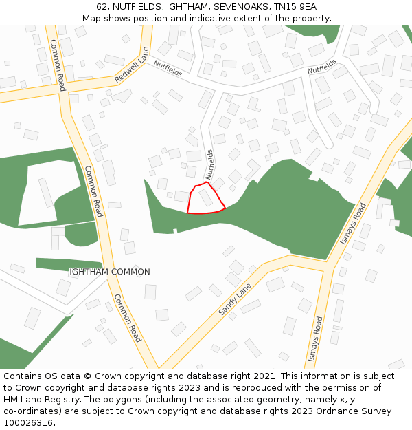 62, NUTFIELDS, IGHTHAM, SEVENOAKS, TN15 9EA: Location map and indicative extent of plot