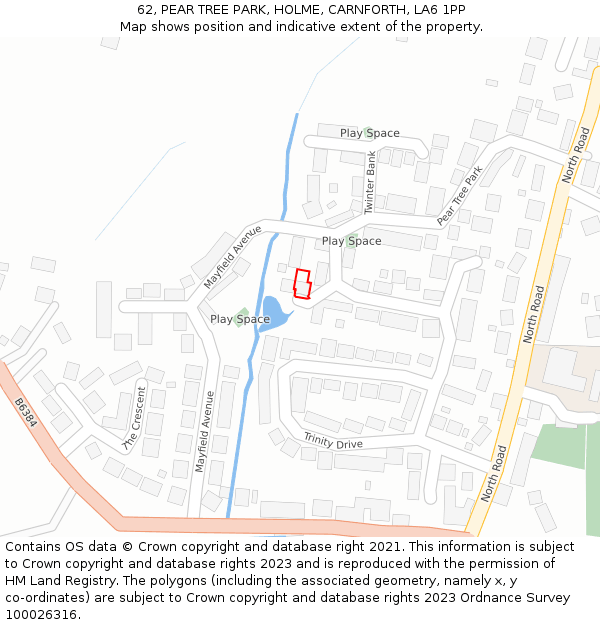 62, PEAR TREE PARK, HOLME, CARNFORTH, LA6 1PP: Location map and indicative extent of plot