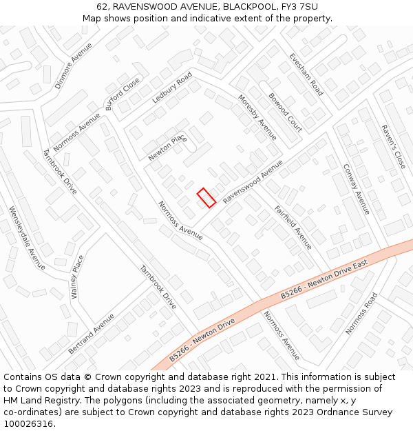 62, RAVENSWOOD AVENUE, BLACKPOOL, FY3 7SU: Location map and indicative extent of plot