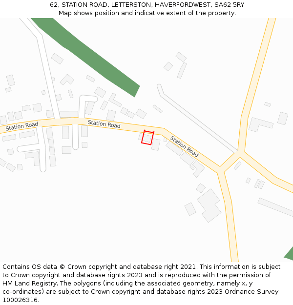 62, STATION ROAD, LETTERSTON, HAVERFORDWEST, SA62 5RY: Location map and indicative extent of plot