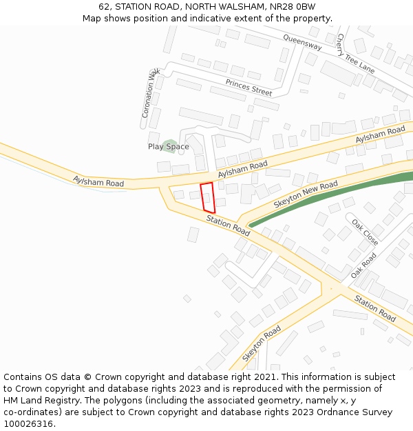 62, STATION ROAD, NORTH WALSHAM, NR28 0BW: Location map and indicative extent of plot