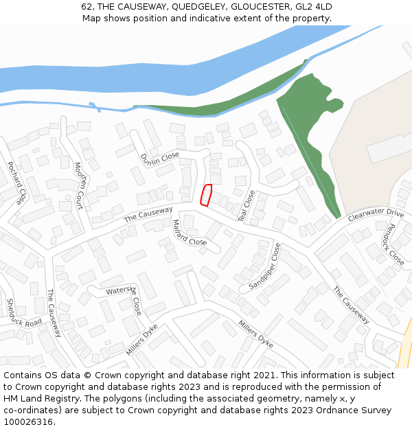 62, THE CAUSEWAY, QUEDGELEY, GLOUCESTER, GL2 4LD: Location map and indicative extent of plot