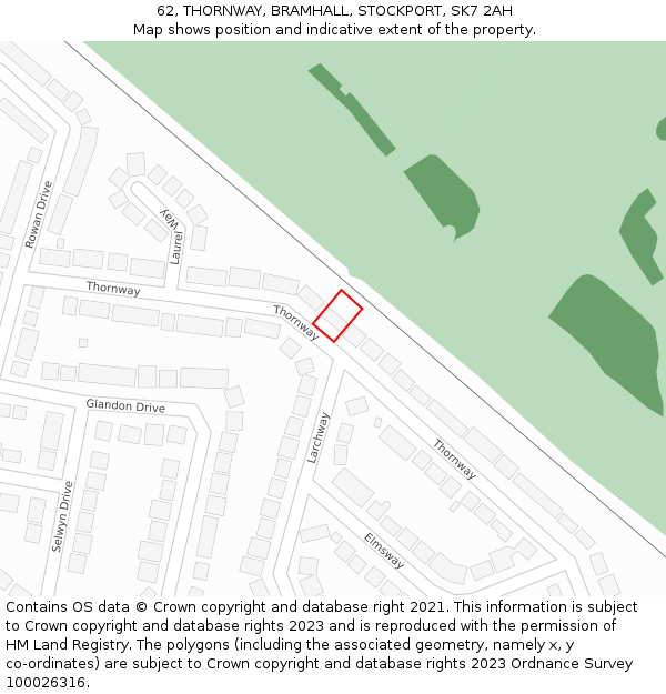 62, THORNWAY, BRAMHALL, STOCKPORT, SK7 2AH: Location map and indicative extent of plot