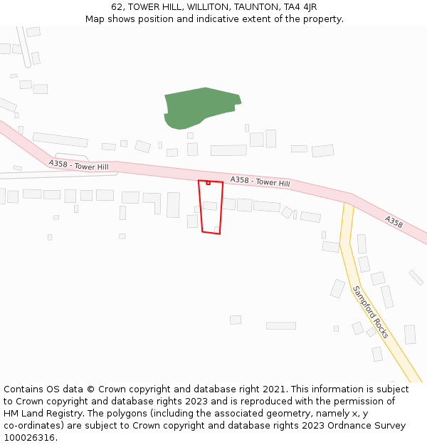 62, TOWER HILL, WILLITON, TAUNTON, TA4 4JR: Location map and indicative extent of plot