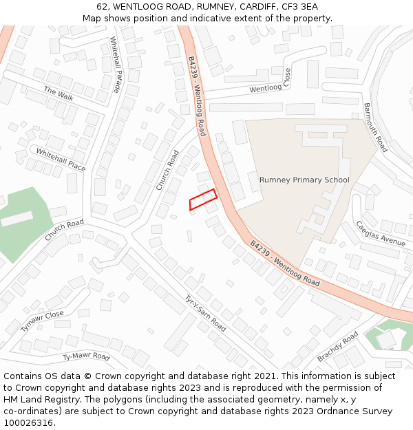 62, WENTLOOG ROAD, RUMNEY, CARDIFF, CF3 3EA: Location map and indicative extent of plot