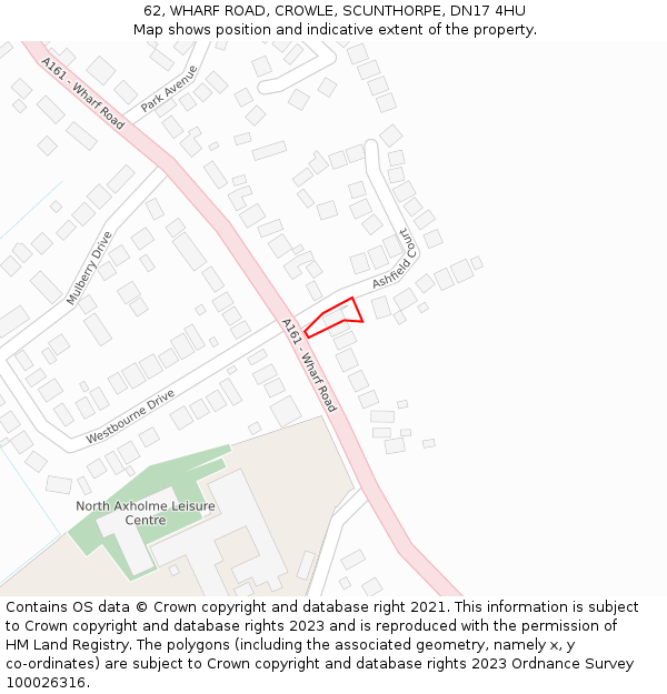 62, WHARF ROAD, CROWLE, SCUNTHORPE, DN17 4HU: Location map and indicative extent of plot