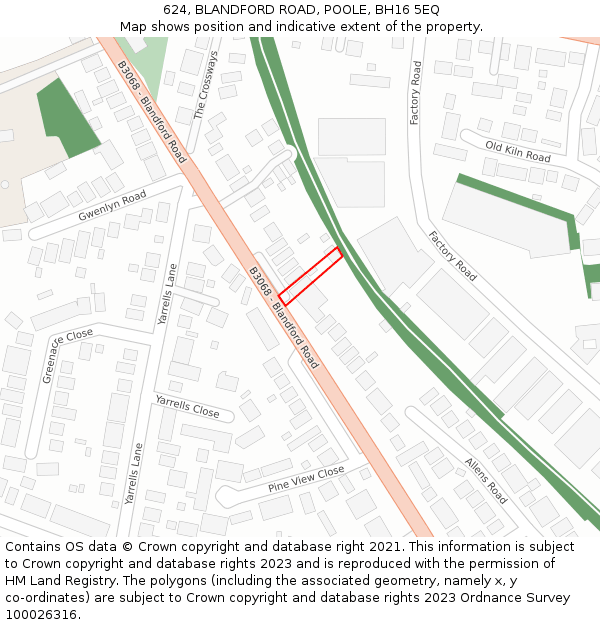 624, BLANDFORD ROAD, POOLE, BH16 5EQ: Location map and indicative extent of plot