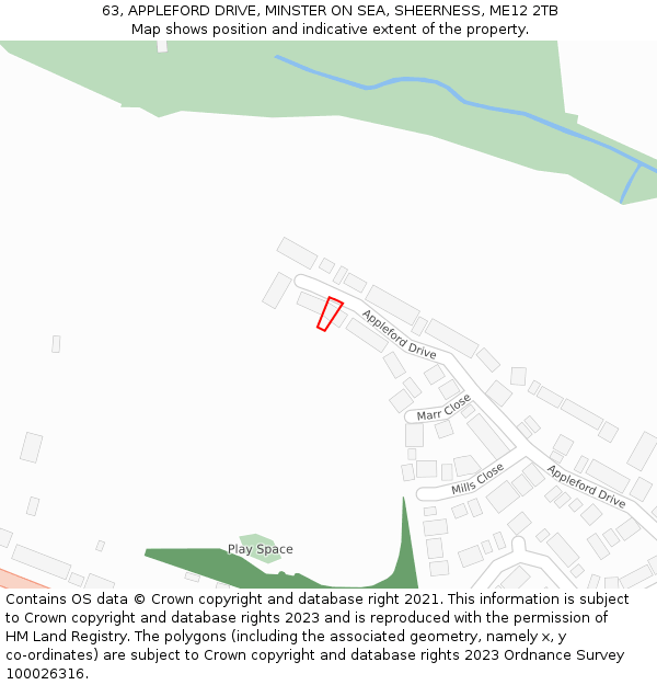63, APPLEFORD DRIVE, MINSTER ON SEA, SHEERNESS, ME12 2TB: Location map and indicative extent of plot