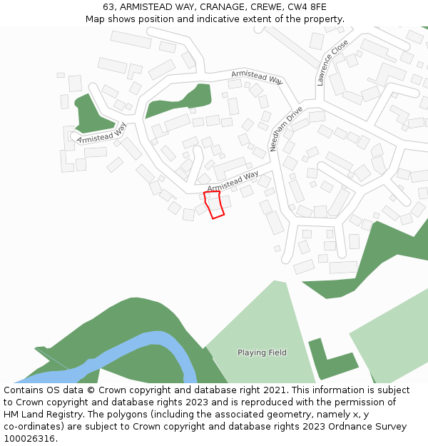 63, ARMISTEAD WAY, CRANAGE, CREWE, CW4 8FE: Location map and indicative extent of plot
