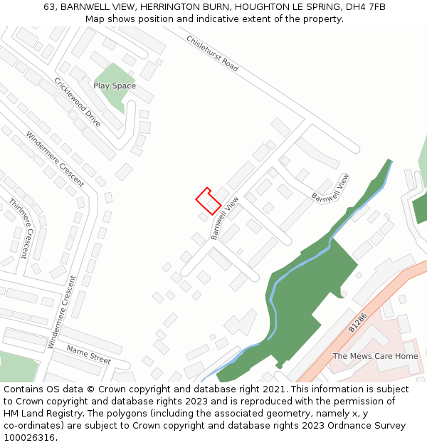 63, BARNWELL VIEW, HERRINGTON BURN, HOUGHTON LE SPRING, DH4 7FB: Location map and indicative extent of plot