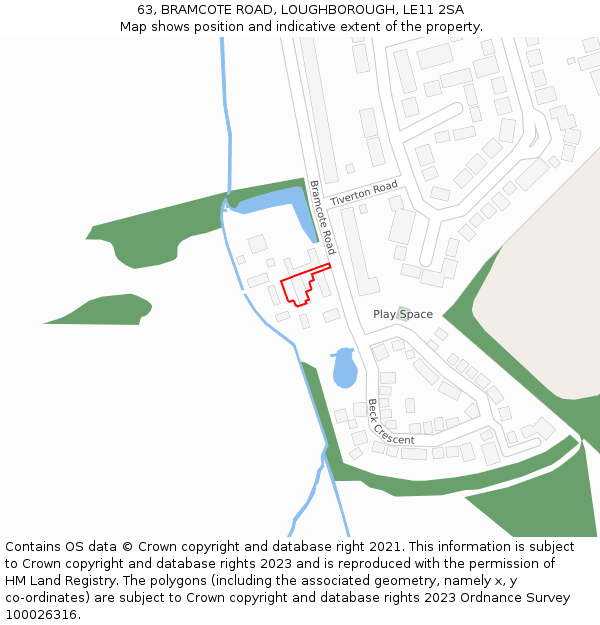 63, BRAMCOTE ROAD, LOUGHBOROUGH, LE11 2SA: Location map and indicative extent of plot