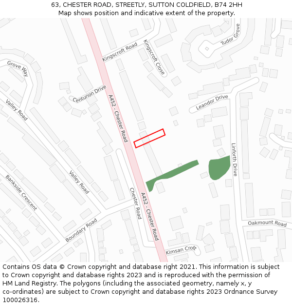 63, CHESTER ROAD, STREETLY, SUTTON COLDFIELD, B74 2HH: Location map and indicative extent of plot