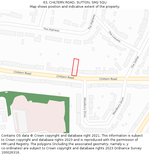 63, CHILTERN ROAD, SUTTON, SM2 5QU: Location map and indicative extent of plot