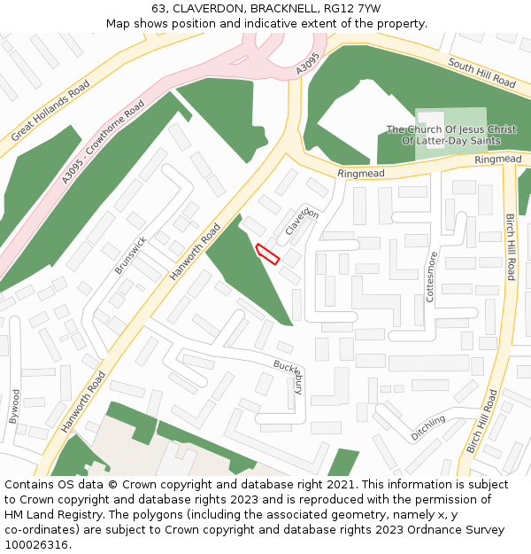 63, CLAVERDON, BRACKNELL, RG12 7YW: Location map and indicative extent of plot